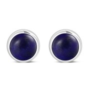 Lapis Lazuli Round Silver Stud Earrings, e421st